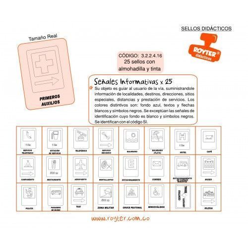 SELLOS DIDAC. SEÑALES DE TRANSITO INFORMATIVAS X 25