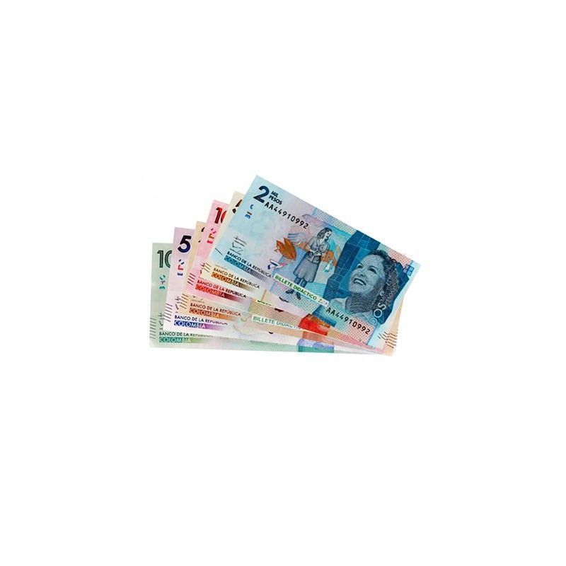 BILLETES DIDÁCTICOS X 100 UNID. - MONEDAS X 6 EN PESOS COLOMBIANOS.