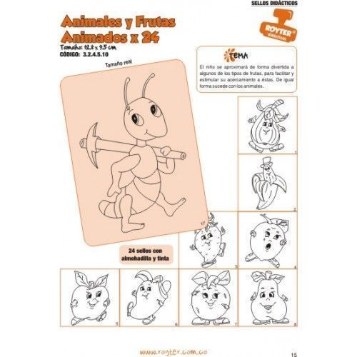 SELLOS DIDAC. ANIMALES Y FRUTAS ANIMADOS X 24