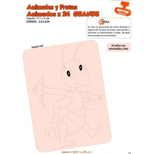 SELLOS DIDAC. ANIMALES Y FRUTAS ANIMADOS X 24