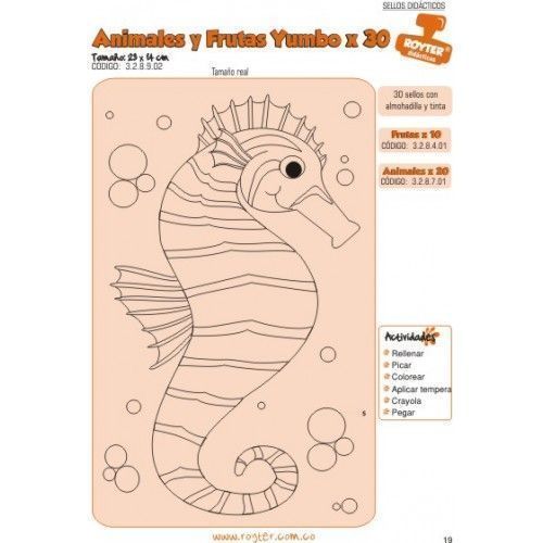 SELLOS DIDAC. ANIMALES Y FRUTAS JUMBO X 30