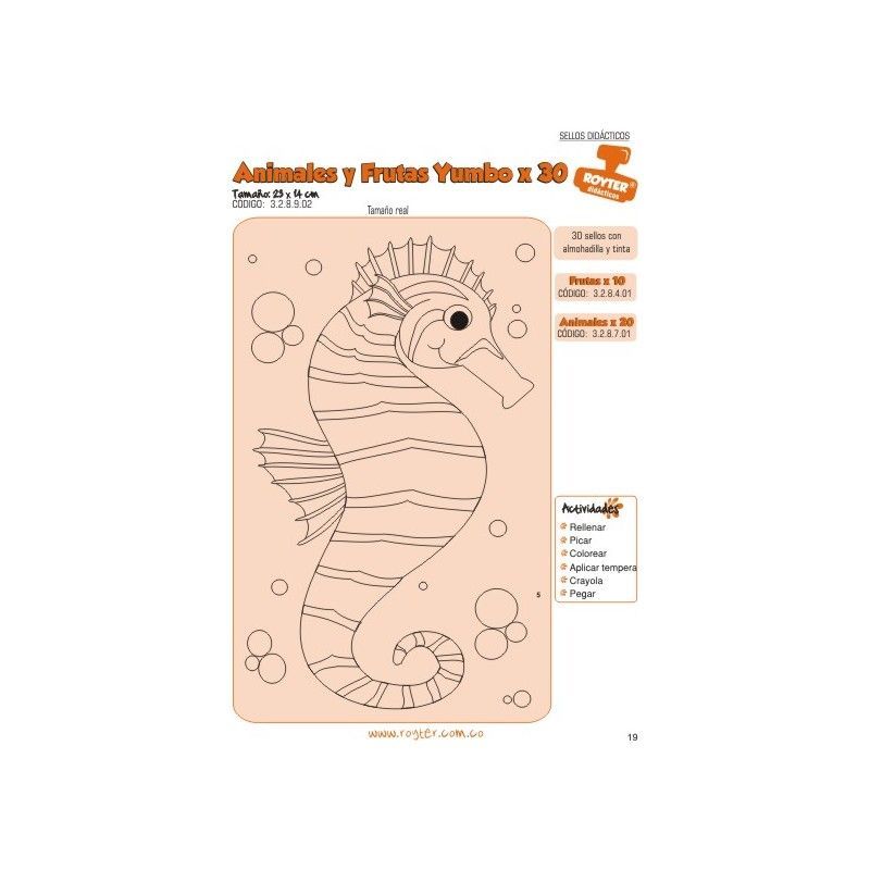 SELLOS DIDAC. ANIMALES Y FRUTAS YUMBO X 30