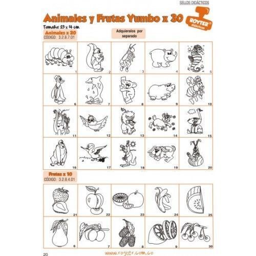 SELLOS DIDAC. ANIMALES Y FRUTAS YUMBO X 30