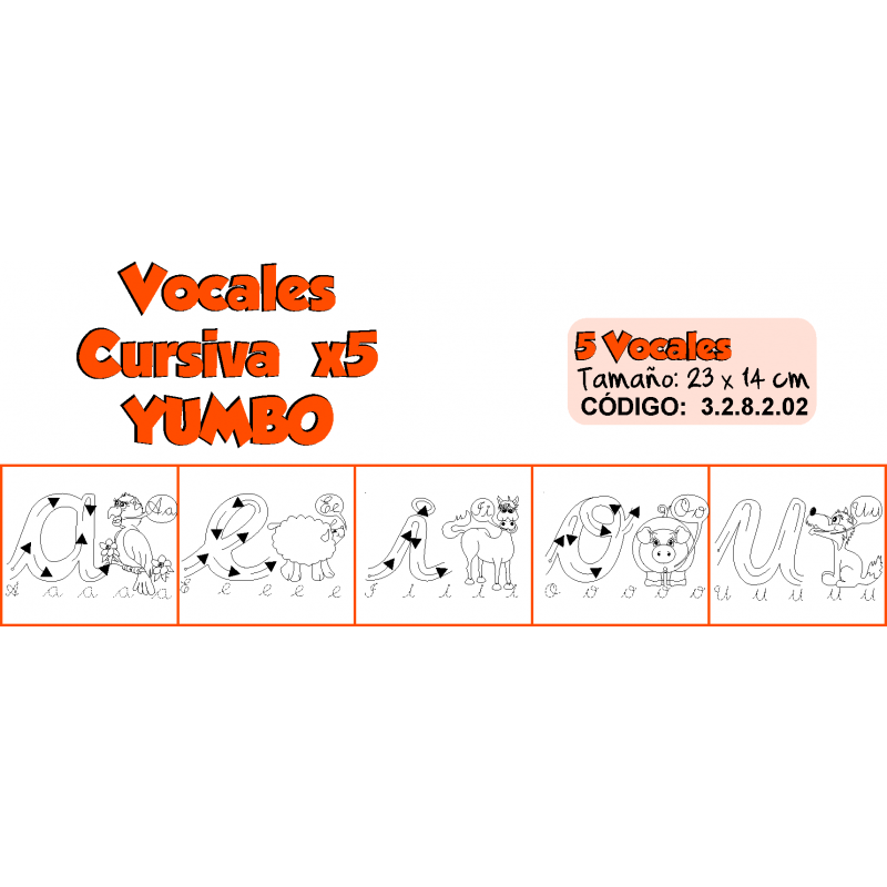SELLOS DIDAC. VOCALES CURSIVA X 5 YUMBO
